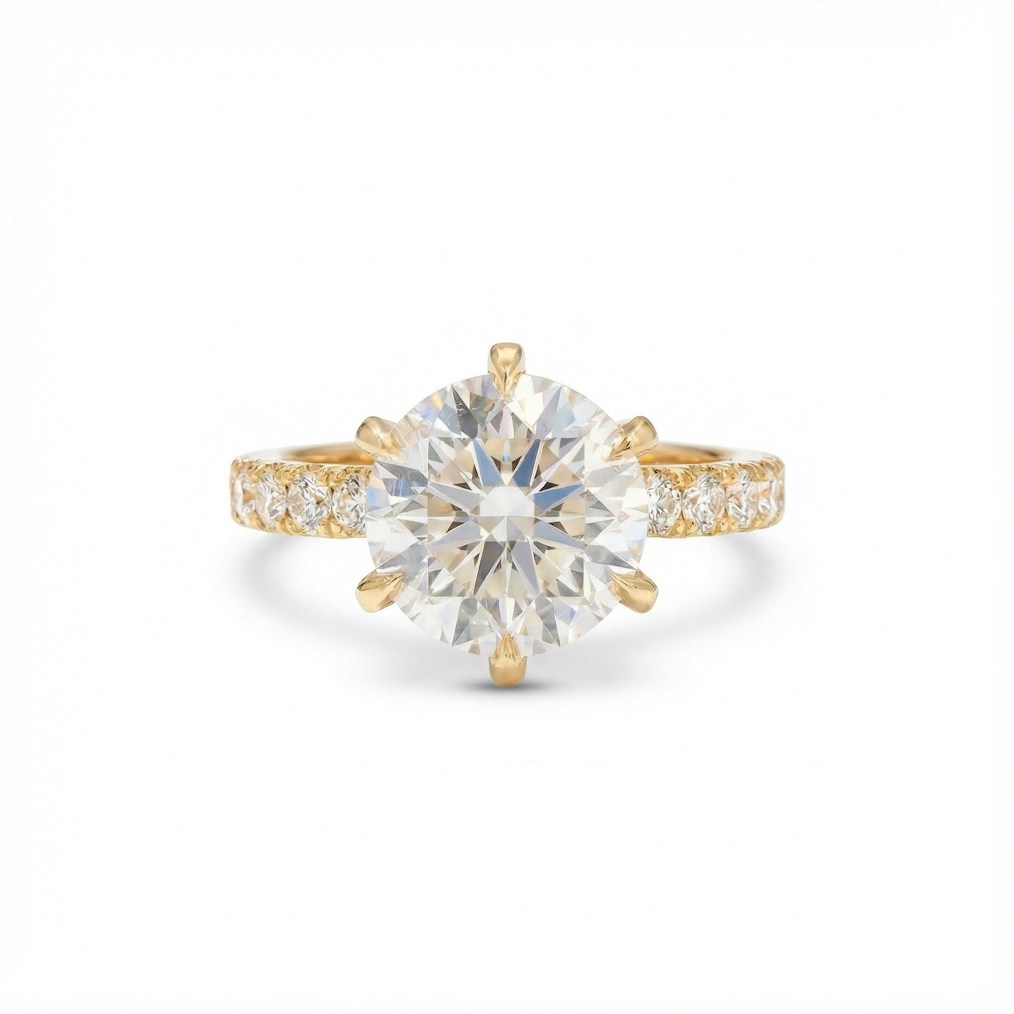 3.44ct.tw. Round Cut Vvs Moissanite Pave Engagement Ring Iced Out