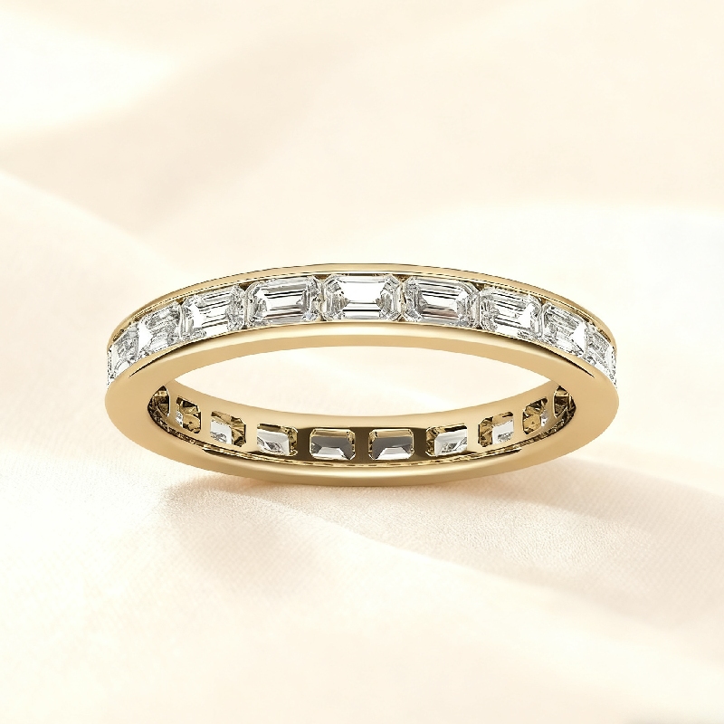 Emerald Vvs Moissanite Channel Set Eternity Wedding Band Iced Out - Image 4