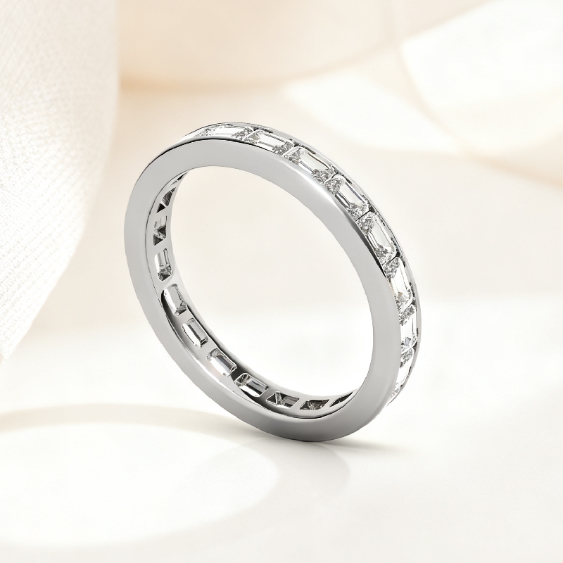 Emerald Vvs Moissanite Channel Set Eternity Wedding Band Iced Out - Image 5