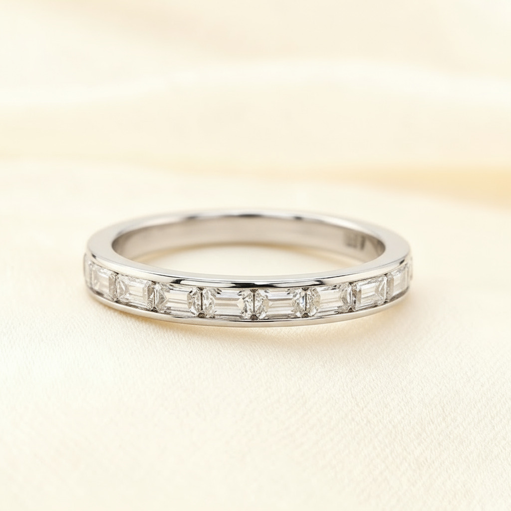 Emerald Vvs Moissanite Channel Set Eternity Wedding Band Iced Out - Image 6