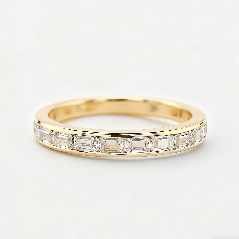 Emerald Vvs Moissanite Channel Set Eternity Wedding Band Iced Out