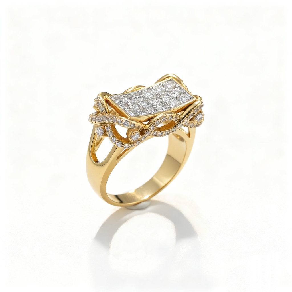 Princess Cut Vvs Moissanite Rectangular Pave Ring With Iced Out Shine - Image 3