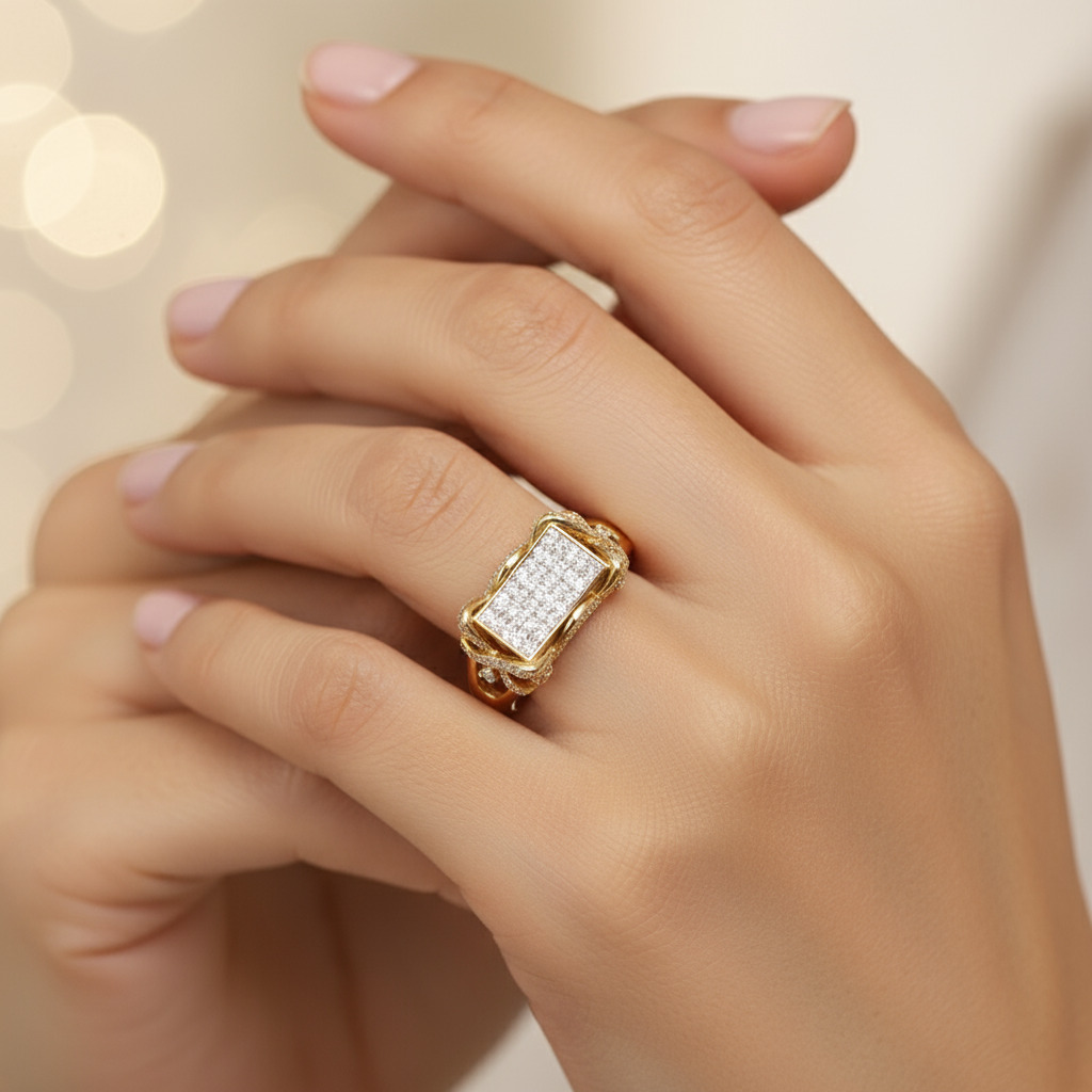 Princess Cut Vvs Moissanite Rectangular Pave Ring With Iced Out Shine - Image 6