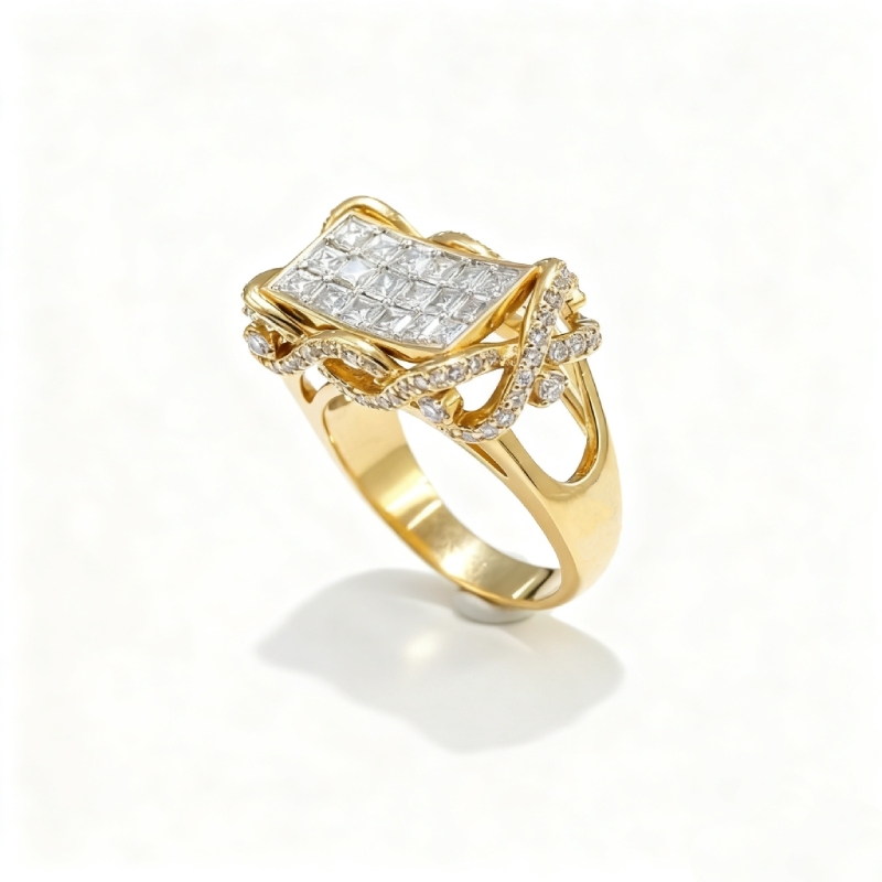 Princess Cut Vvs Moissanite Rectangular Pave Ring With Iced Out Shine
