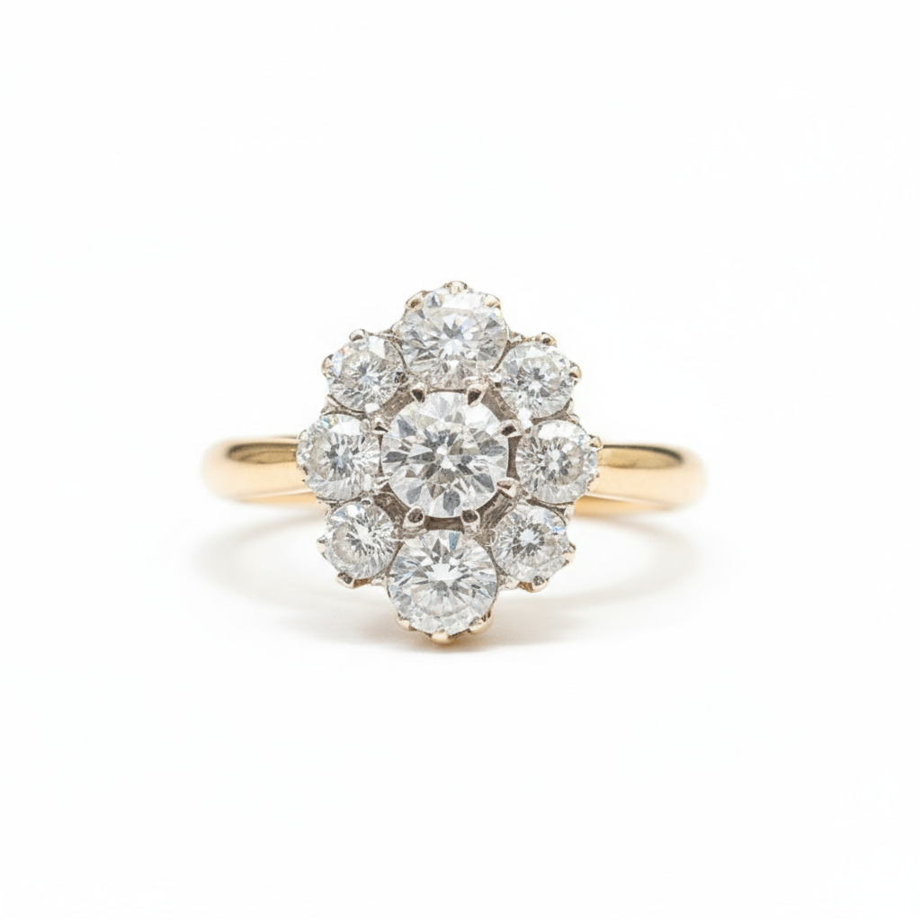 2.8ct. Tw. Round Cut Vvs Moissanite Floral Cluster Engagement Ring Iced Out