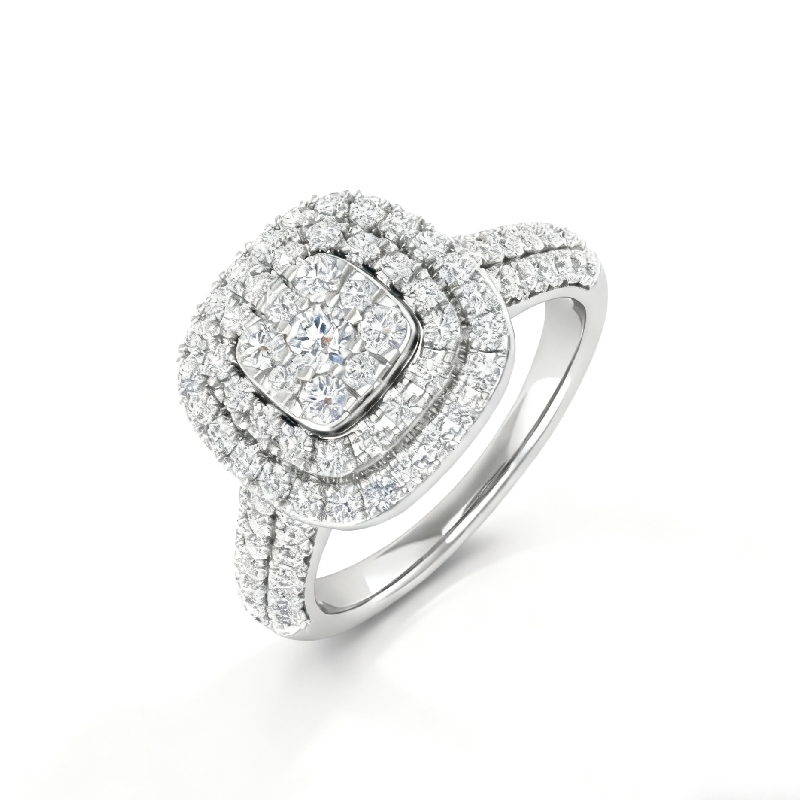 1.34ct. Tw. Cushion Shape Round Cut Vvs Moissanite Halo Engagement Ring - Image 4