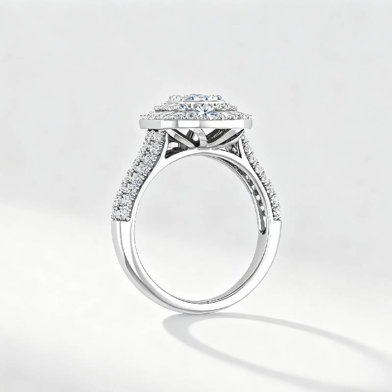 1.34ct. Tw. Cushion Shape Round Cut Vvs Moissanite Halo Engagement Ring - Image 5