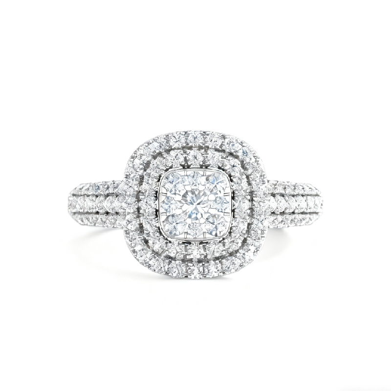 1.34ct. Tw. Cushion Shape Round Cut Vvs Moissanite Halo Engagement Ring