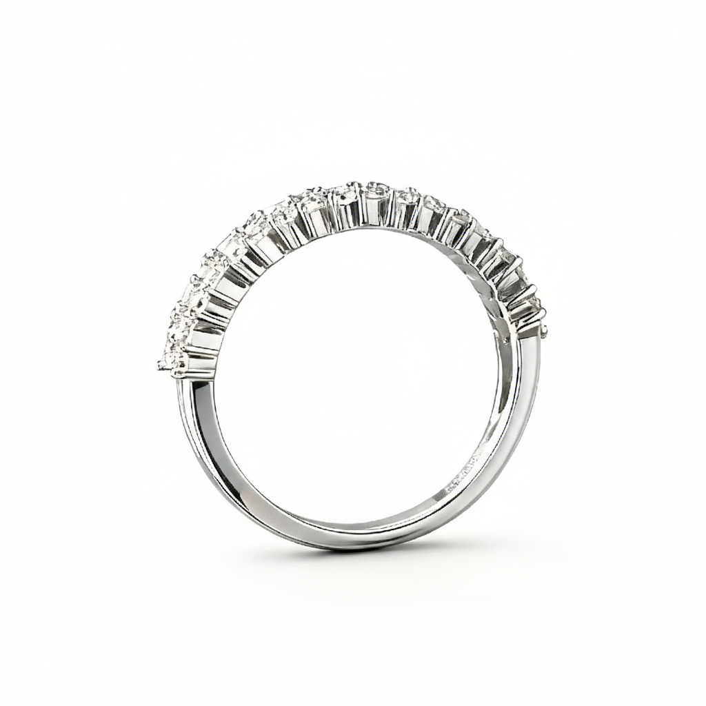 0.63ct. Tw. Marquise & Round Cut Vvs Moissanite Pave Wedding Band Iced Out - Image 4