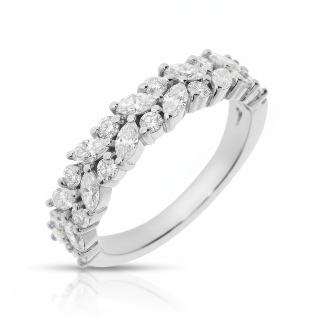 0.63ct. Tw. Marquise & Round Cut Vvs Moissanite Pave Wedding Band Iced Out - Image 5