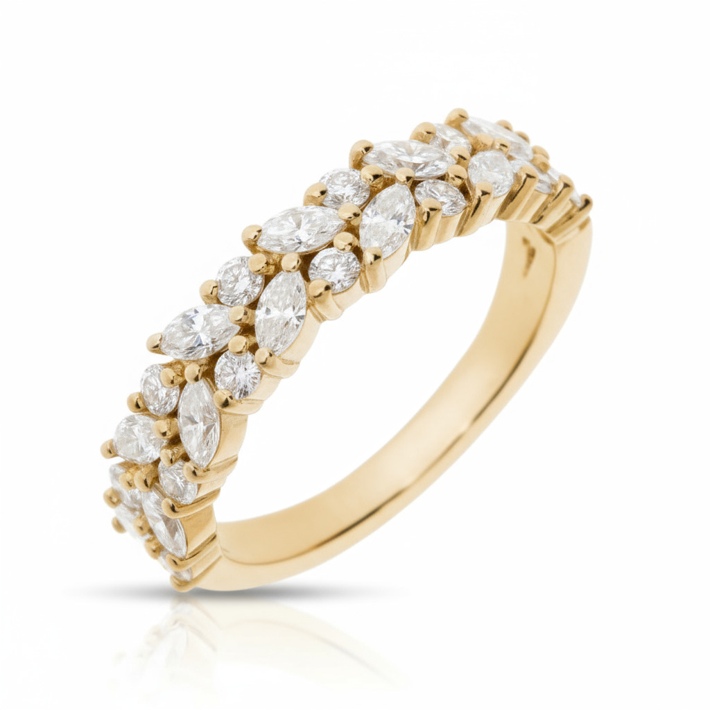 0.63ct. Tw. Marquise & Round Cut Vvs Moissanite Pave Wedding Band Iced Out - Image 6