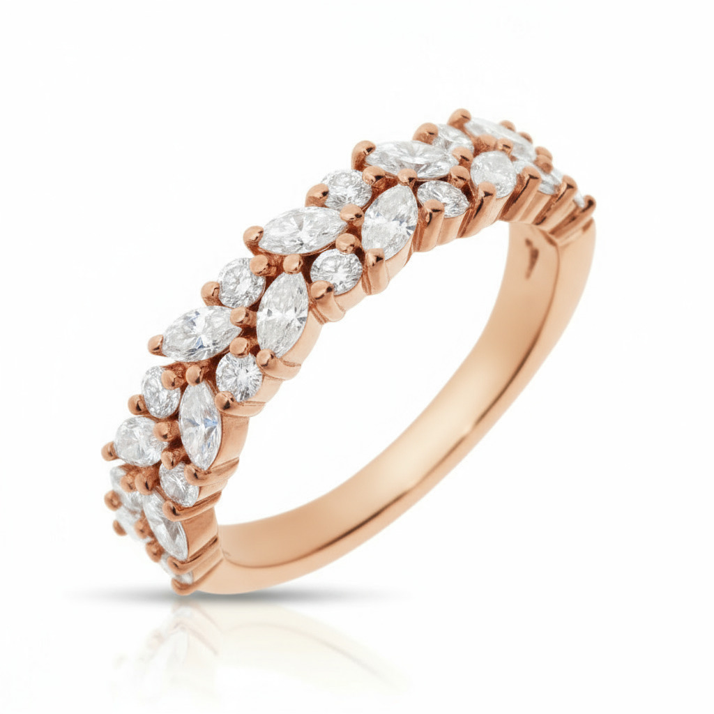0.63ct. Tw. Marquise & Round Cut Vvs Moissanite Pave Wedding Band Iced Out - Image 7