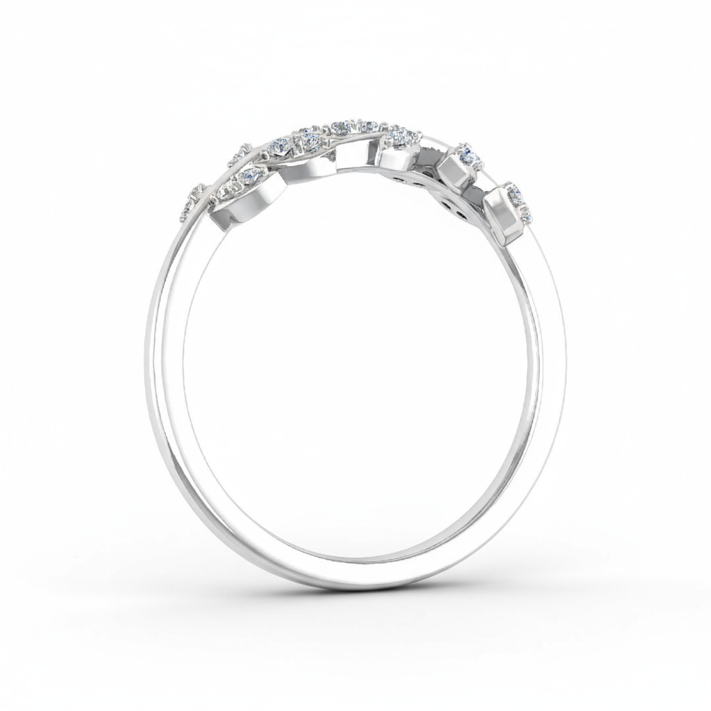 0.15ct Round Cut Vvs Moissanite Nature Wedding Band With Iced Out Shine - Image 5