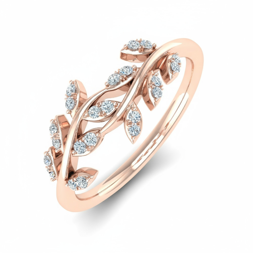 0.15ct Round Cut Vvs Moissanite Nature Wedding Band With Iced Out Shine - Image 6