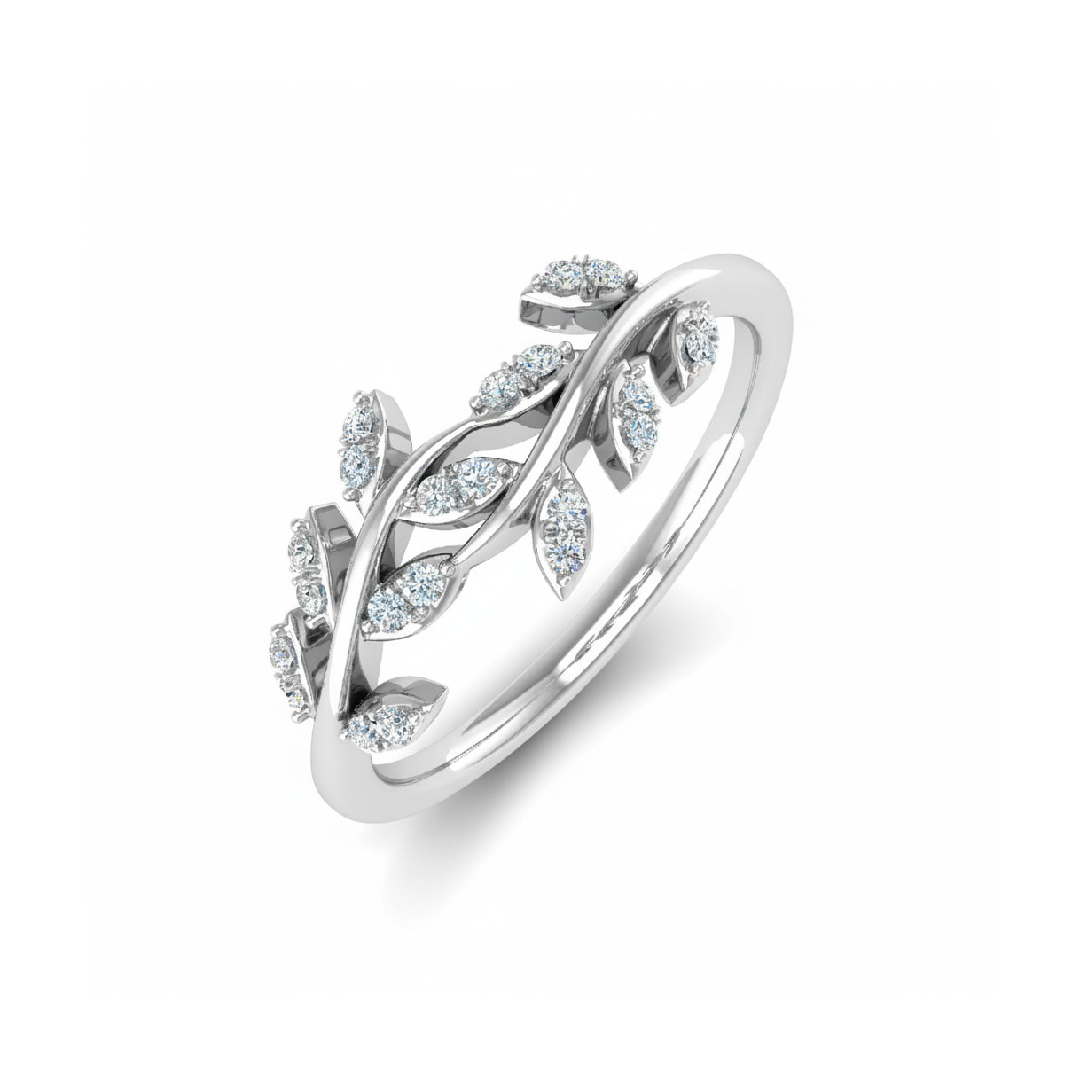 0.15ct Round Cut Vvs Moissanite Nature Wedding Band With Iced Out Shine