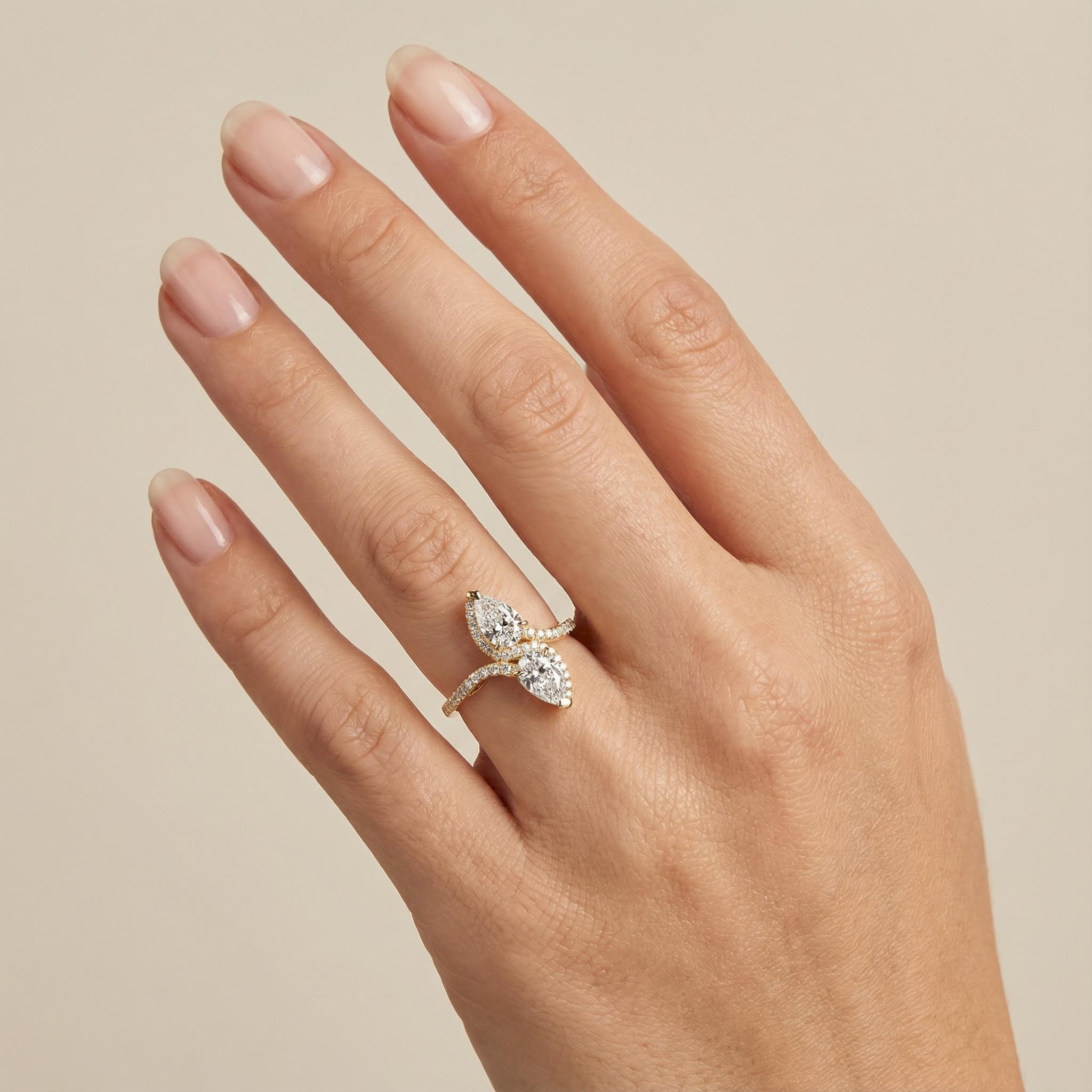 2.25ct. Tw. Pear Cut Two Stone Vvs Moissanite Pave Engagement Ring Iced Out - Image 3
