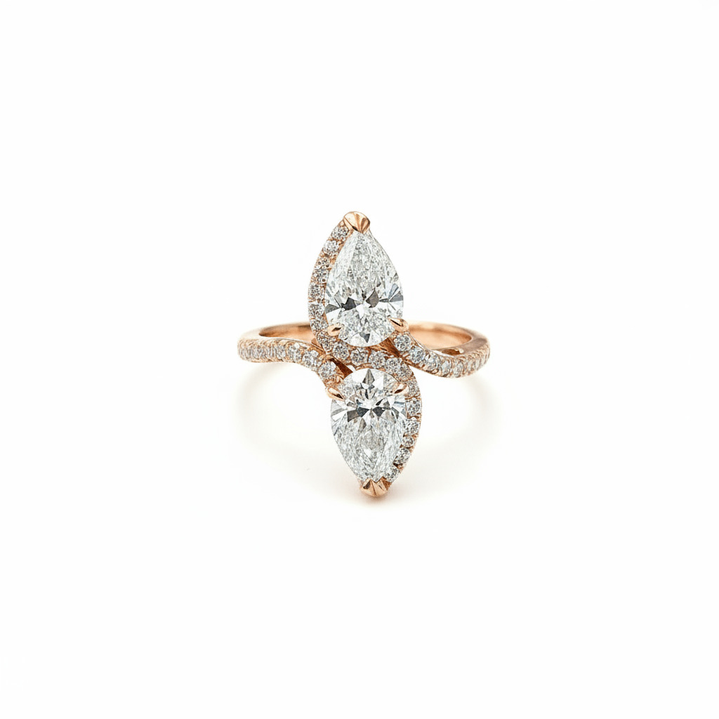 2.25ct. Tw. Pear Cut Two Stone Vvs Moissanite Pave Engagement Ring Iced Out - Image 4