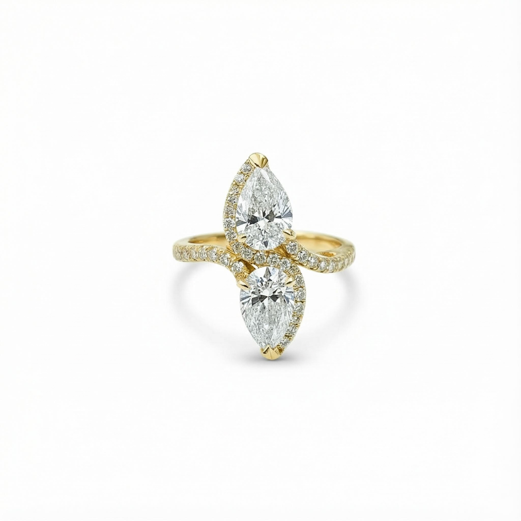 2.25ct. Tw. Pear Cut Two Stone Vvs Moissanite Pave Engagement Ring Iced Out - Image 5
