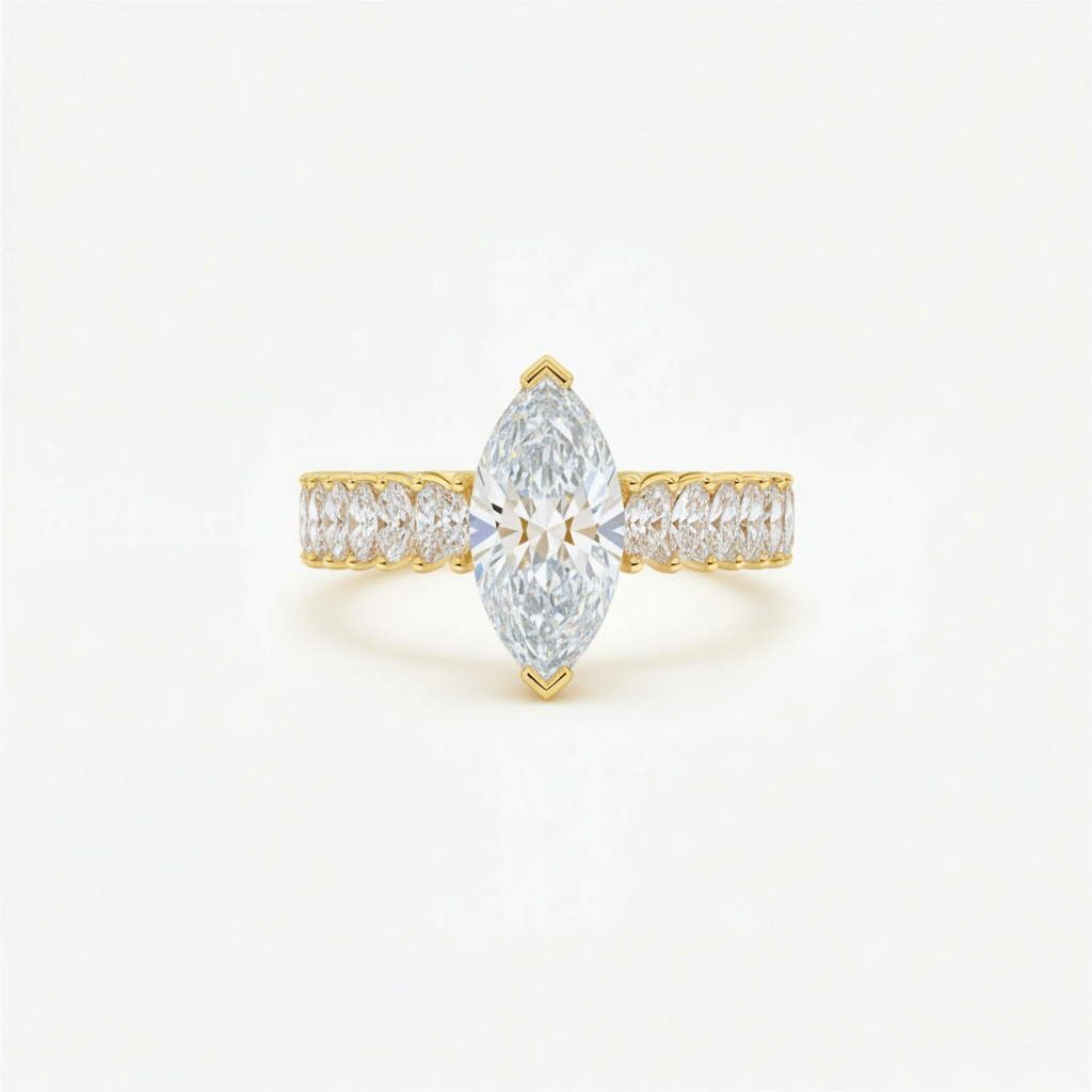 6.18ct Marquise Cut Vvs Moissanite Pave Engagement Ring Iced Out - Image 3