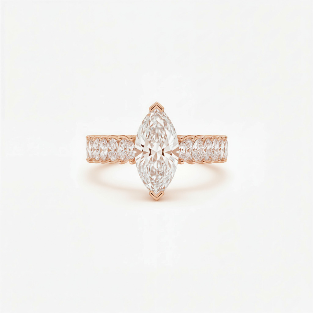 6.18ct Marquise Cut Vvs Moissanite Pave Engagement Ring Iced Out - Image 5