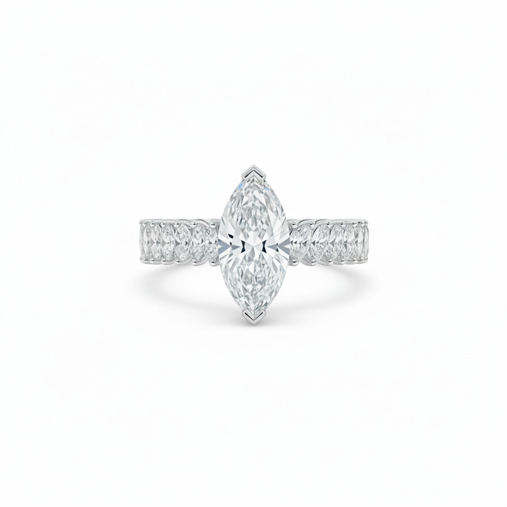 6.18ct Marquise Cut Vvs Moissanite Pave Engagement Ring Iced Out