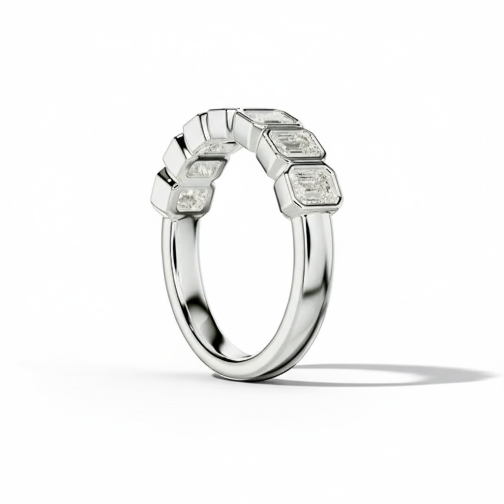1.96ct. Tw. Bezel Set Emerald Cut Vvs Moissanite Wedding Band Iced Out - Image 5