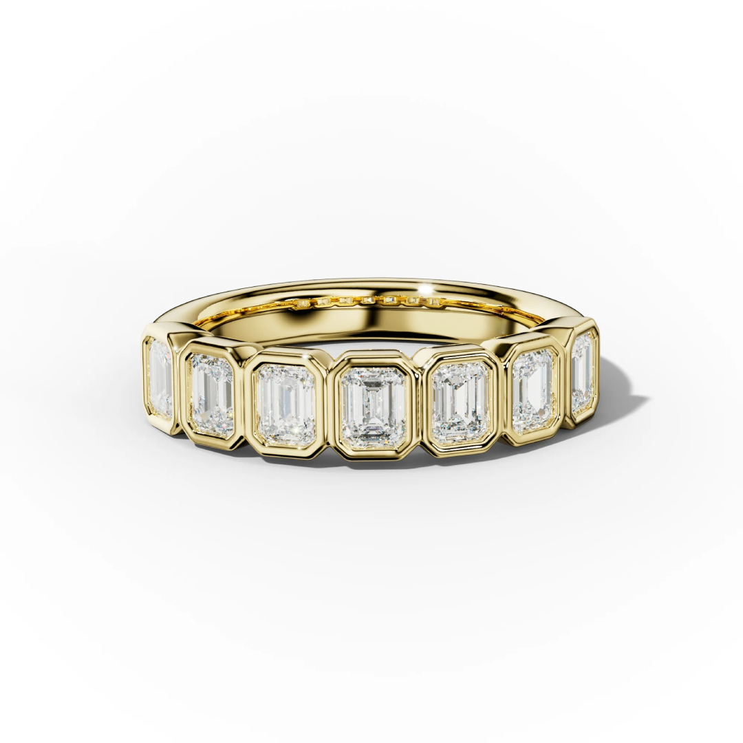 1.96ct. Tw. Bezel Set Emerald Cut Vvs Moissanite Wedding Band Iced Out - Image 6