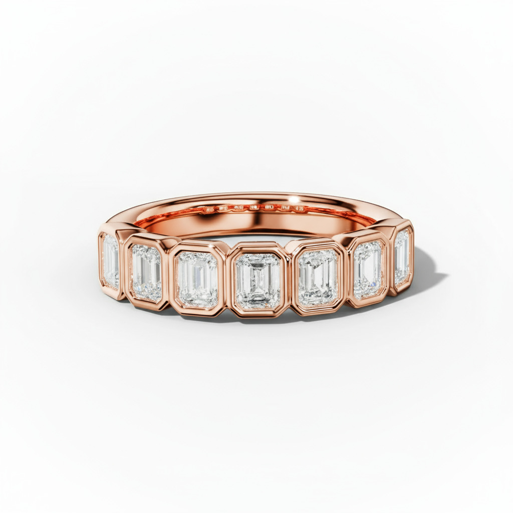 1.96ct. Tw. Bezel Set Emerald Cut Vvs Moissanite Wedding Band Iced Out