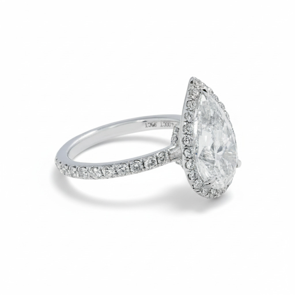 4.74ct. Tw. Pear Cut Vvs Moissanite Halo Engagement Ring Iced Out - Image 4