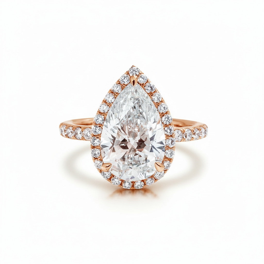 4.74ct. Tw. Pear Cut Vvs Moissanite Halo Engagement Ring Iced Out - Image 5