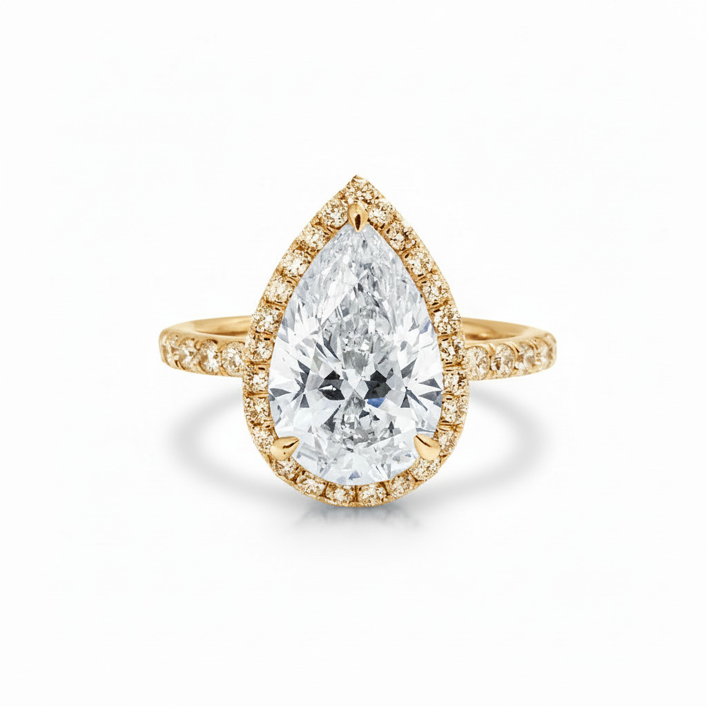 4.74ct. Tw. Pear Cut Vvs Moissanite Halo Engagement Ring Iced Out - Image 6