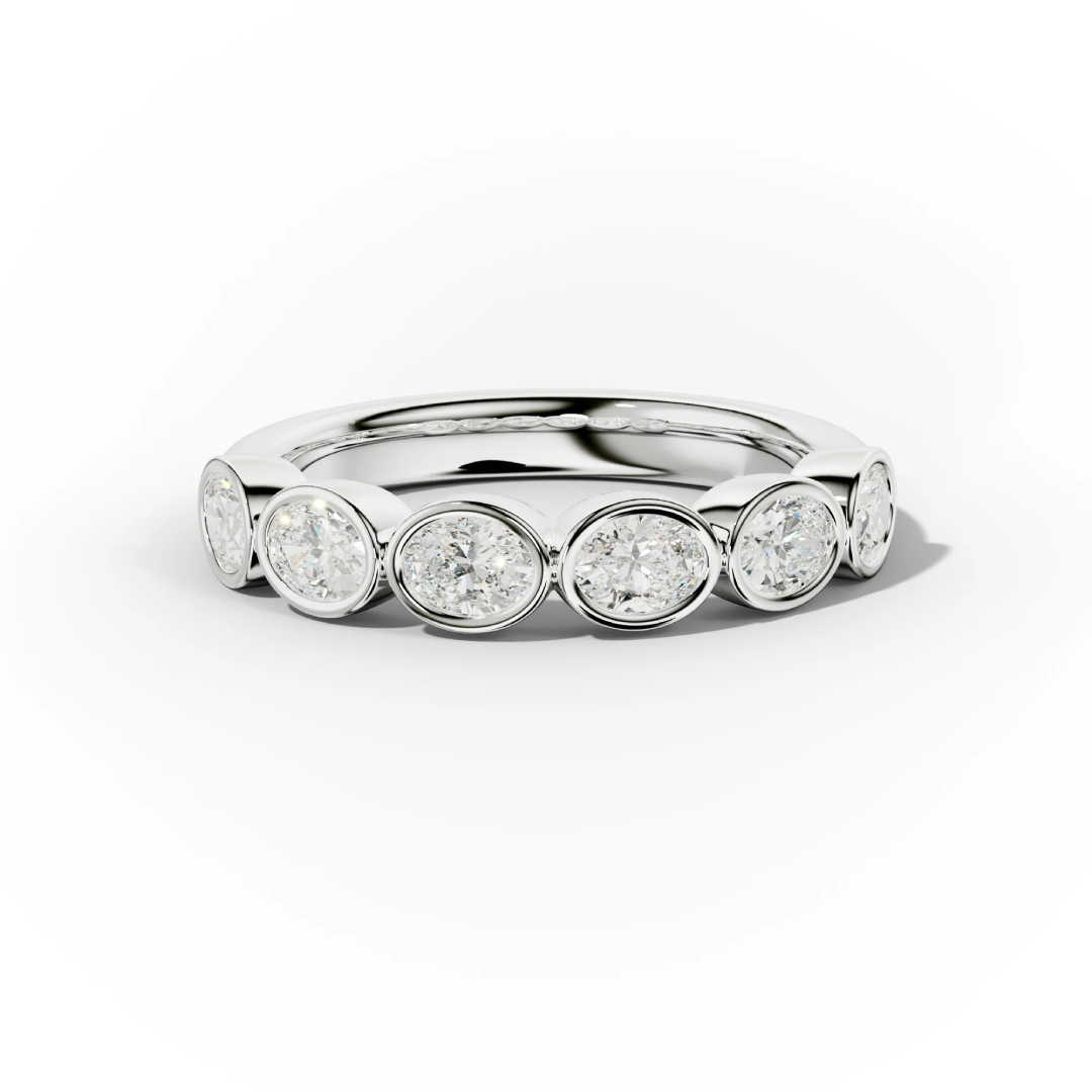 2.4ct. Tw. Bezel Set Oval Cut Vvs Moissanite Wedding Band Iced Out - Image 3