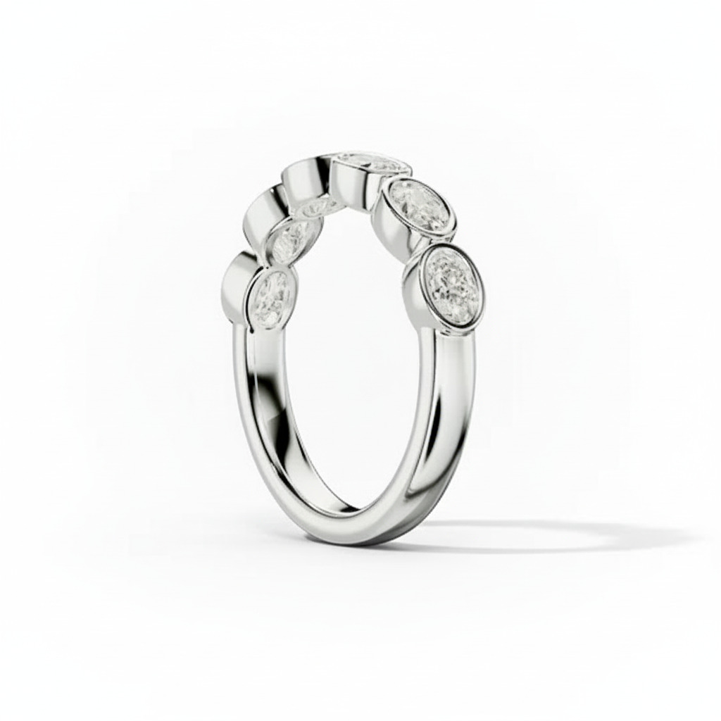 2.4ct. Tw. Bezel Set Oval Cut Vvs Moissanite Wedding Band Iced Out - Image 5