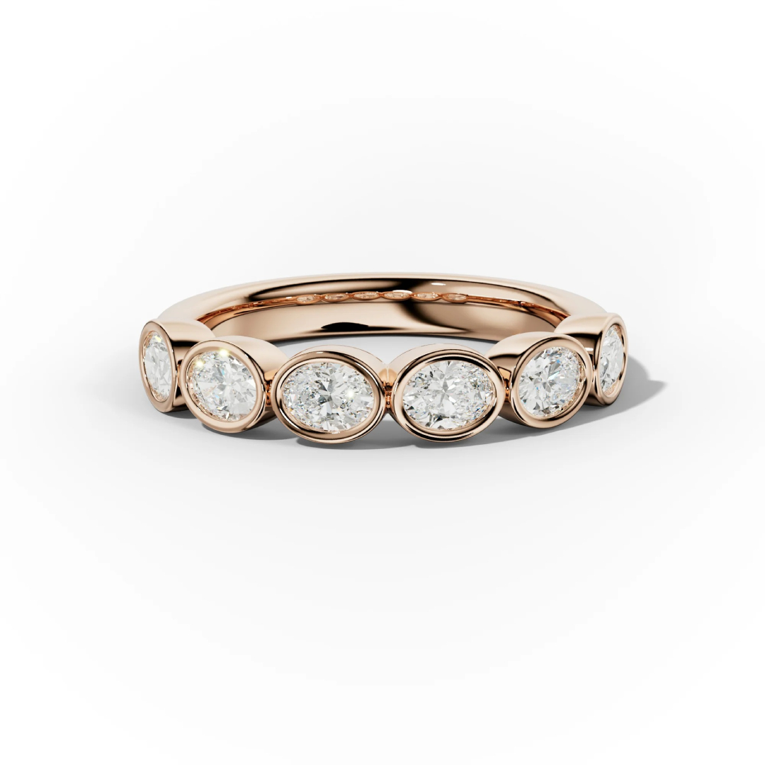 2.4ct. Tw. Bezel Set Oval Cut Vvs Moissanite Wedding Band Iced Out - Image 6