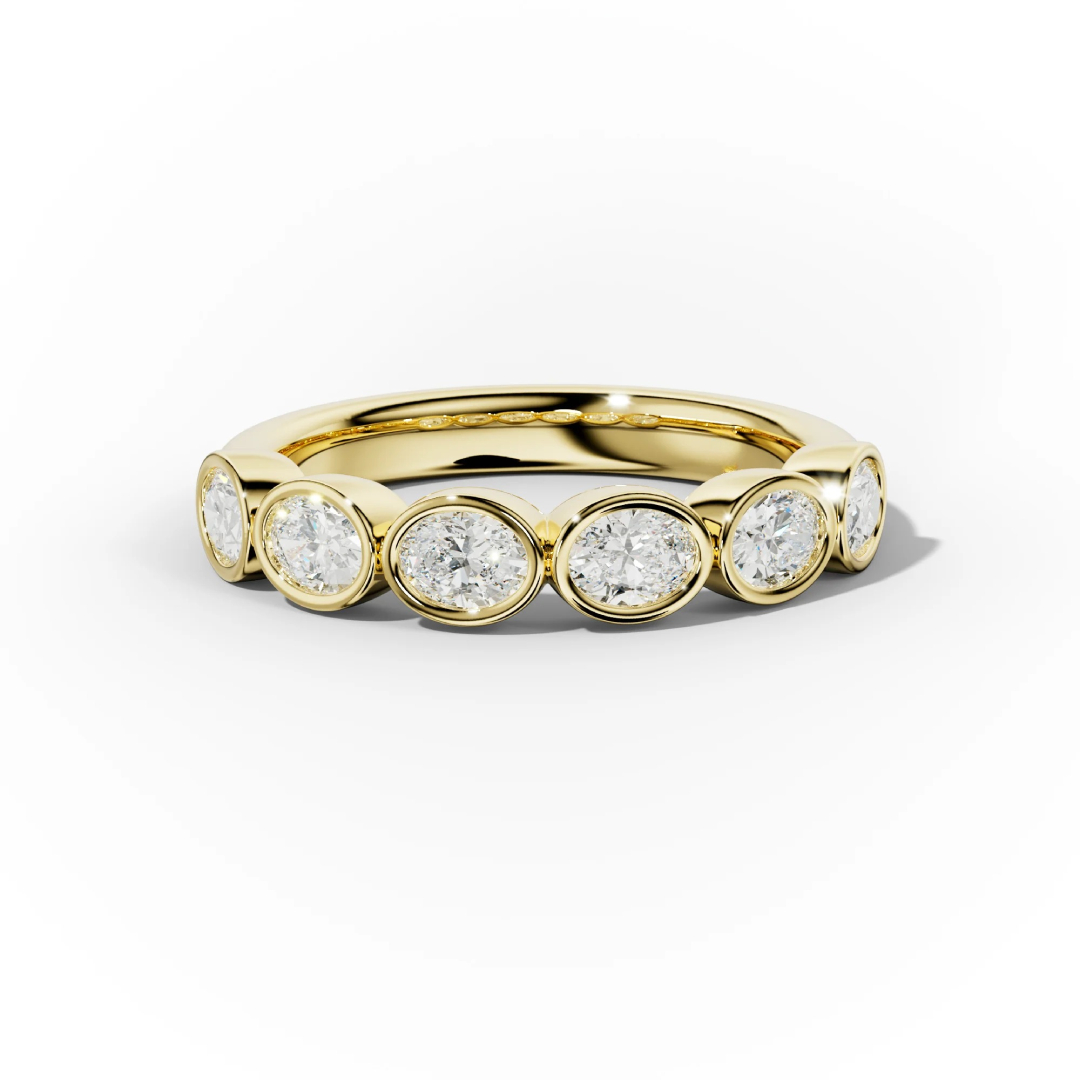 2.4ct. Tw. Bezel Set Oval Cut Vvs Moissanite Wedding Band Iced Out