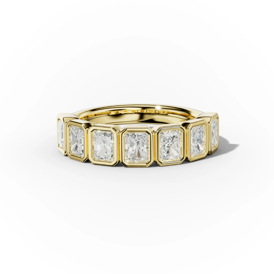 Bezel Set Radiant Cut Vvs Moissanite Wedding Band With Iced Out Shine - Image 5