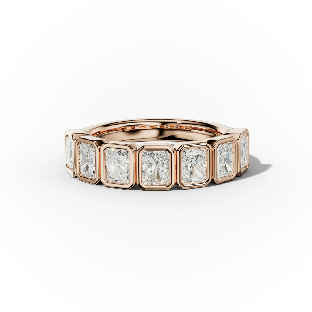 Bezel Set Radiant Cut Vvs Moissanite Wedding Band With Iced Out Shine - Image 6