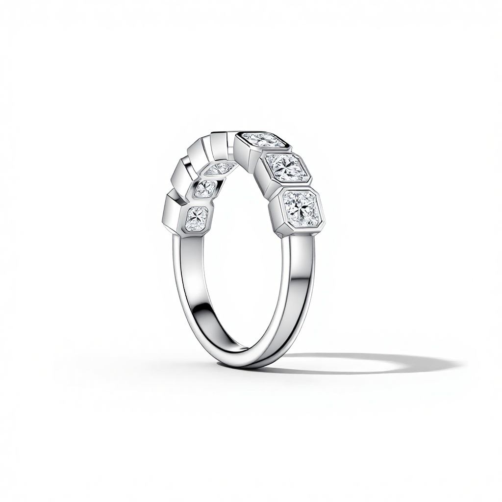 2.8ct. Tw. Bezel Set Asscher Cut Vvs Moissanite Wedding Band Iced Out - Image 4