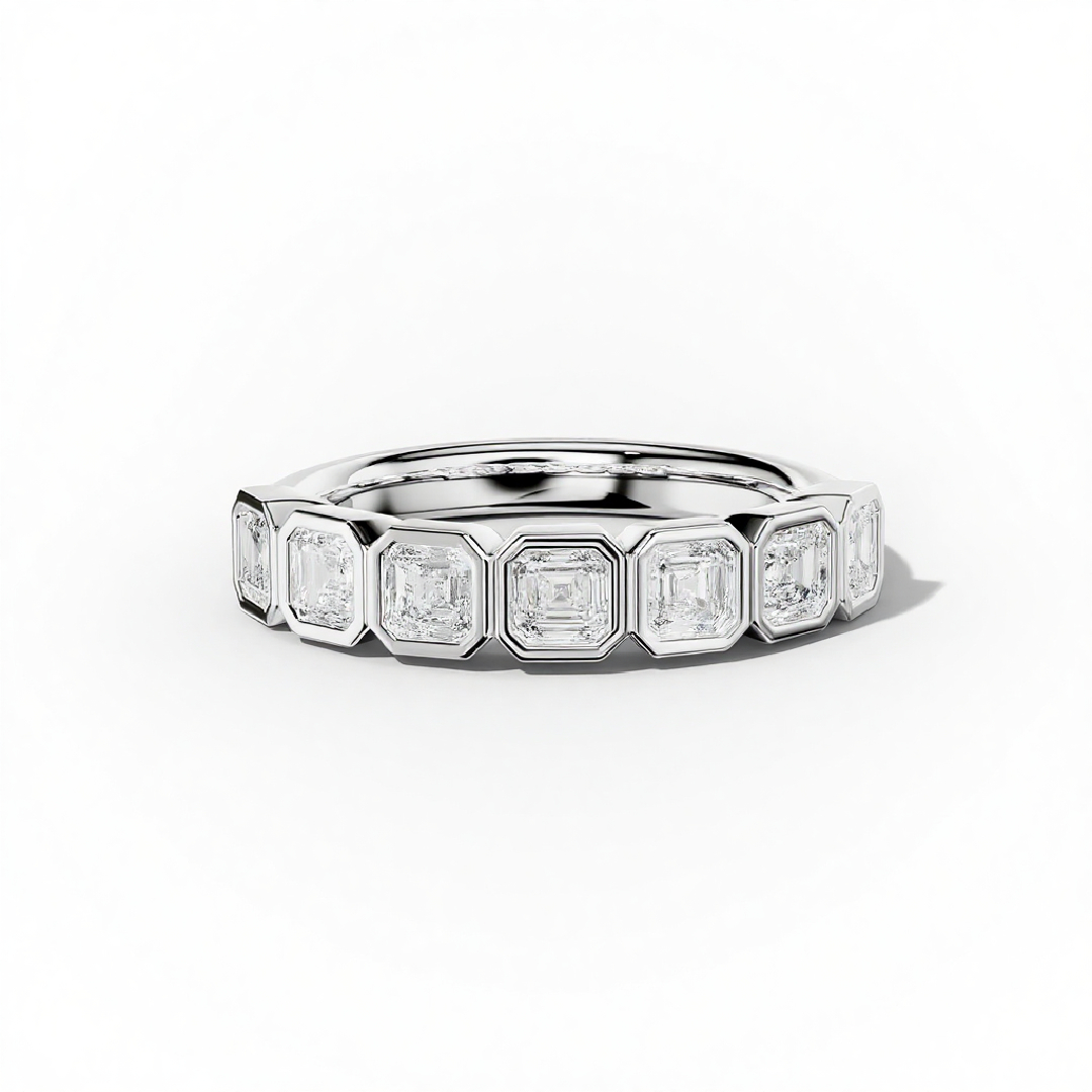 2.8ct. Tw. Bezel Set Asscher Cut Vvs Moissanite Wedding Band Iced Out