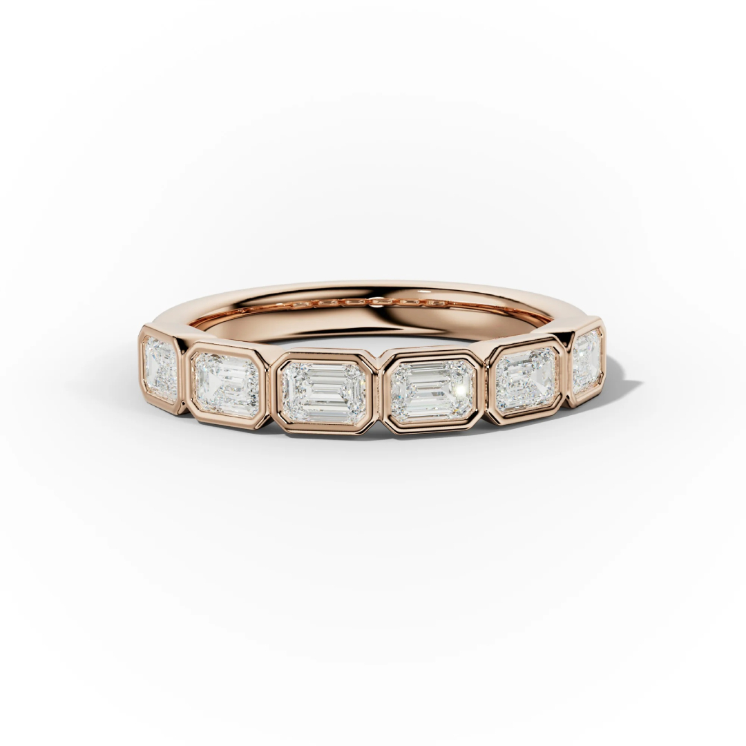 Bezel Set Emerald Cut Vvs Moissanite Wedding Band With Iced Out Shine - Image 5