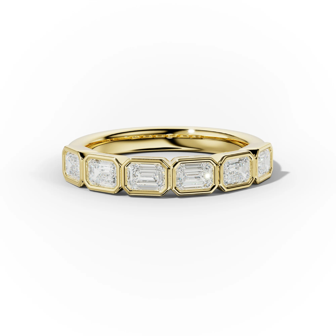 Bezel Set Emerald Cut Vvs Moissanite Wedding Band With Iced Out Shine - Image 6