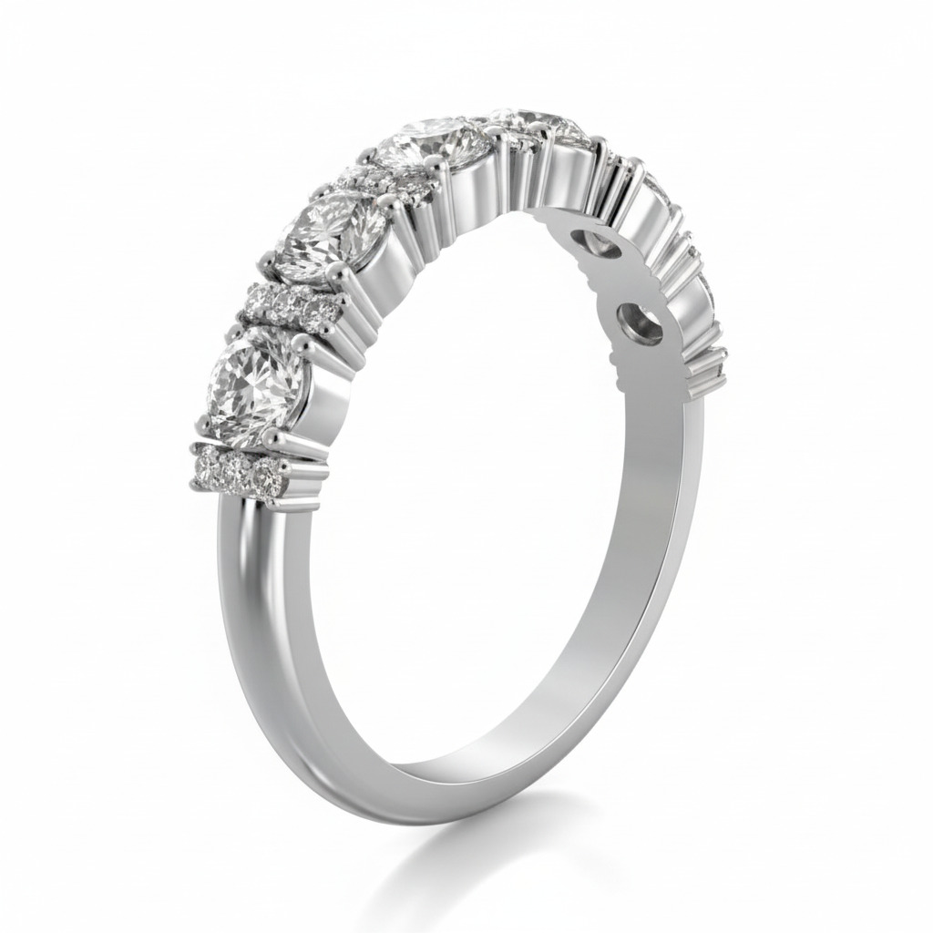 1.91ct. Tw. Round Cut Vvs Moissanite Halo Wedding Band Iced Out - Image 7