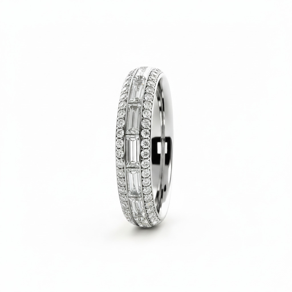 1.78ct Round & Emerald Cut Vvs Moissanite Pave Wedding Band Iced Out - Image 4