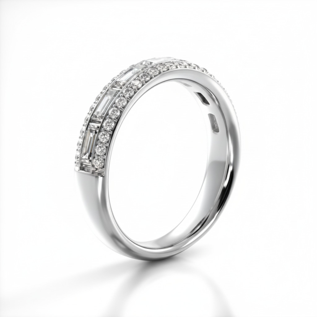 1.78ct Round & Emerald Cut Vvs Moissanite Pave Wedding Band Iced Out - Image 5