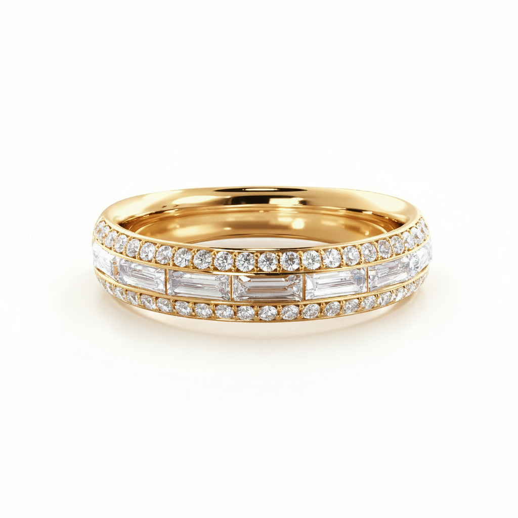 1.78ct Round & Emerald Cut Vvs Moissanite Pave Wedding Band Iced Out - Image 6
