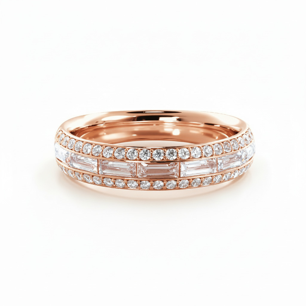 1.78ct Round & Emerald Cut Vvs Moissanite Pave Wedding Band Iced Out - Image 7