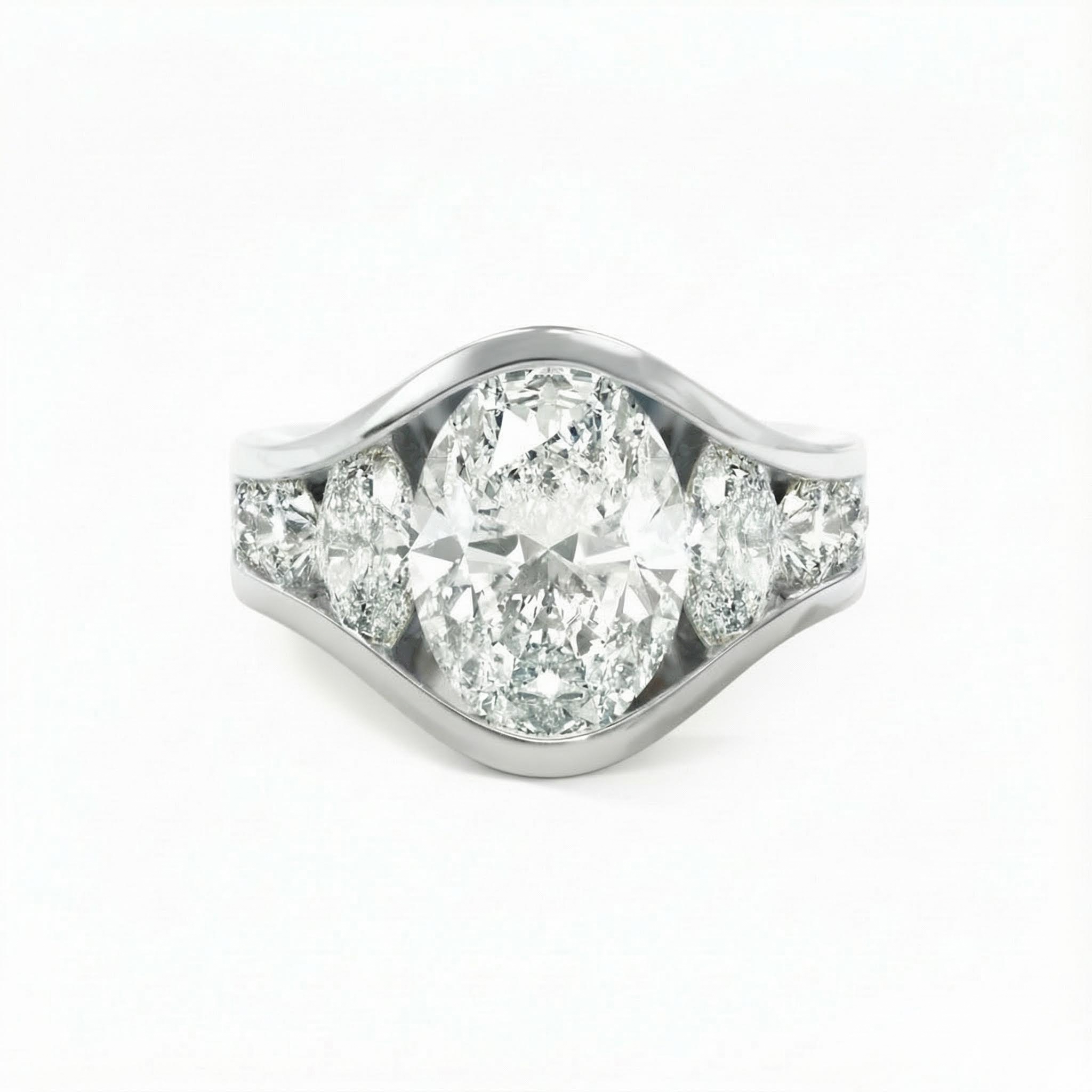 4.56ct Oval Cut Vvs Moissanite Full Channel Set Engagement Ring Iced Out - Image 3