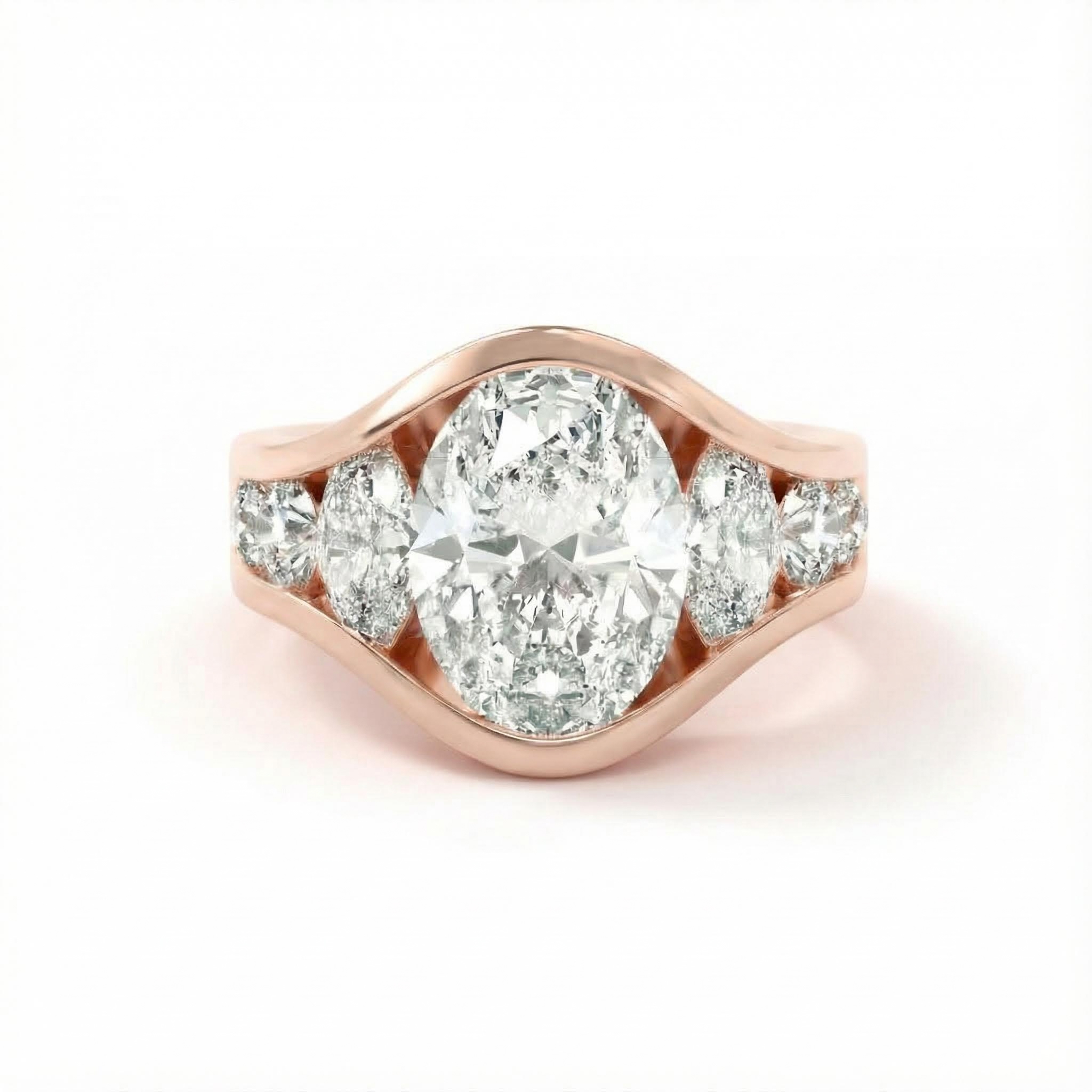 4.56ct Oval Cut Vvs Moissanite Full Channel Set Engagement Ring Iced Out - Image 4