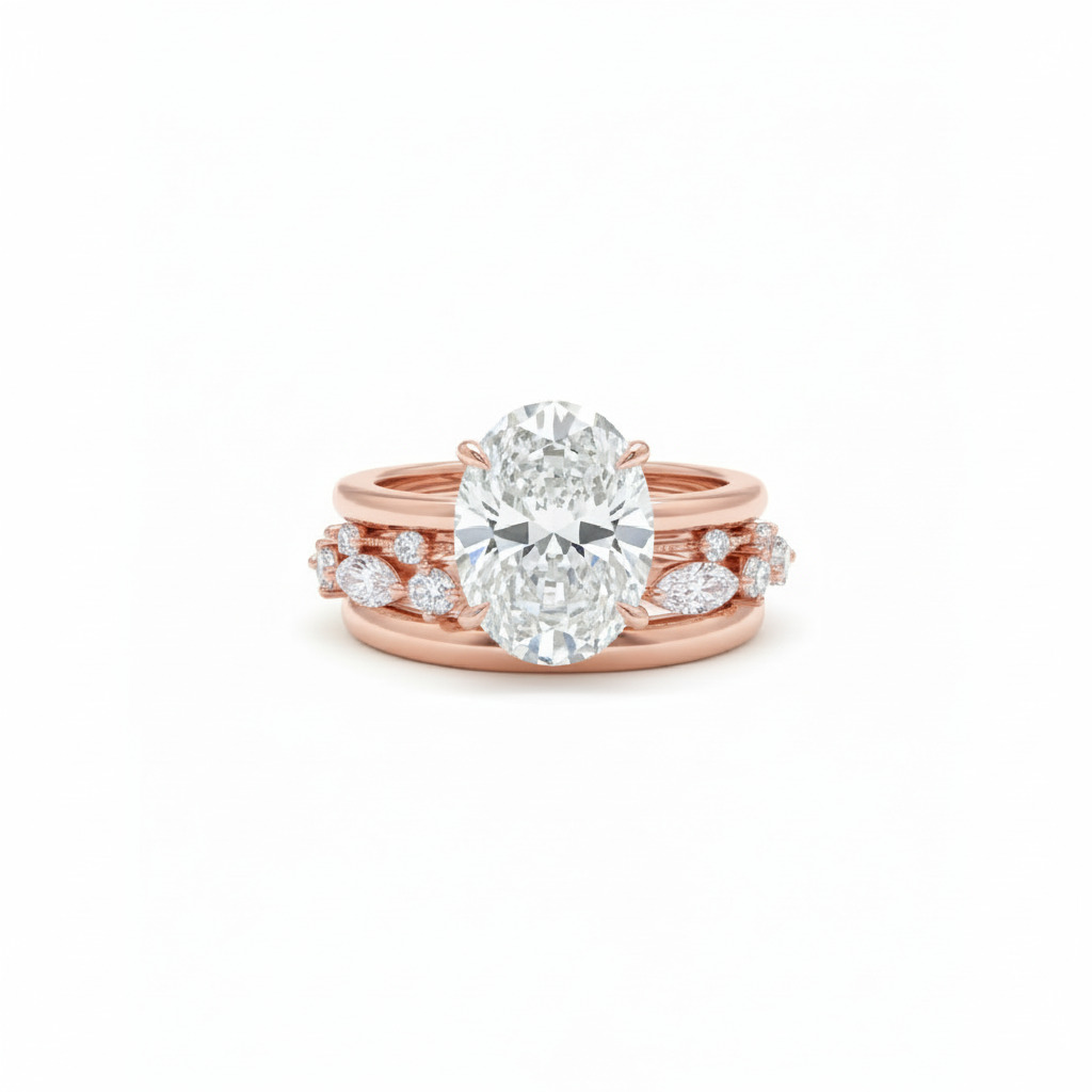 6.28ct Oval Cut Vvs Moissanite Halo Engagement Ring Set Iced Out - Image 4