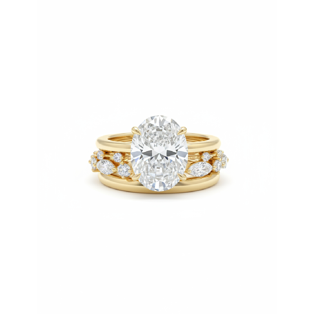 6.28ct Oval Cut Vvs Moissanite Halo Engagement Ring Set Iced Out